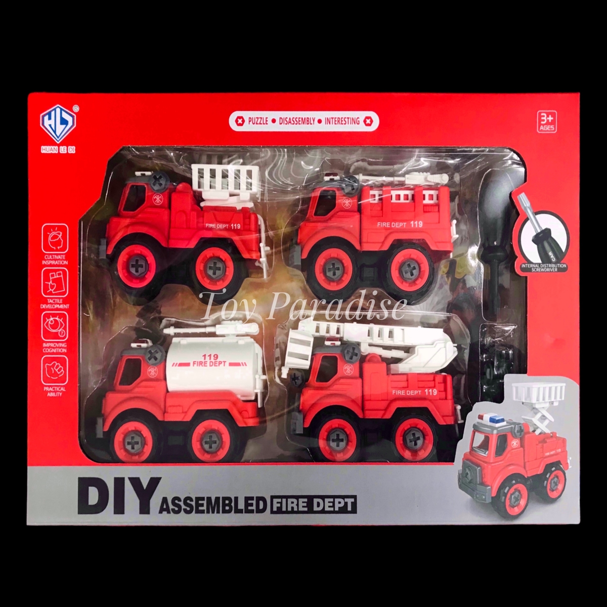 4pcs DIY Fire Car